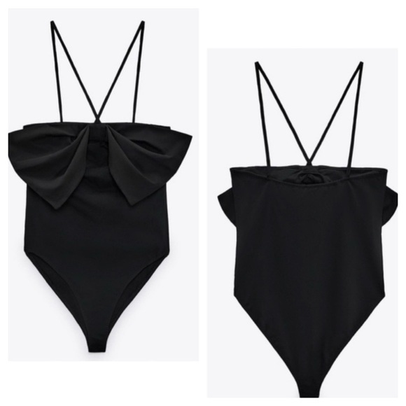 Zara Black  Bow Bodysuit woman’s size S New with tag - Picture 5 of 15